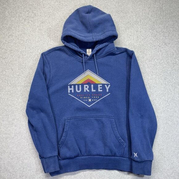 Hurley Hoodie Men’s Medium Blue Graphic Pullover Sweatshirt Drop Tag HMF21-02999 - Picture 1 of 12